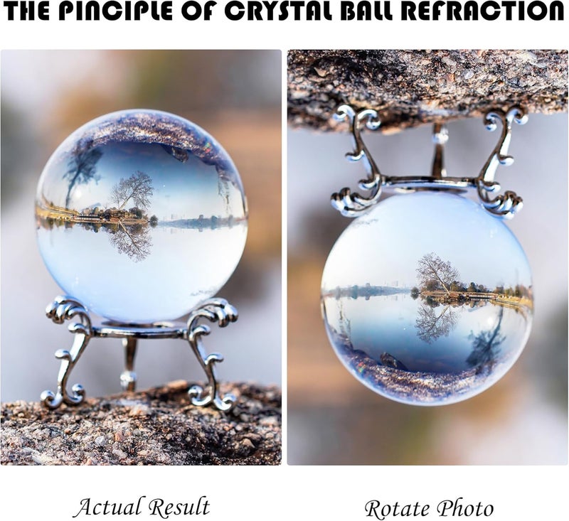 ZEERSHEE 2.3in Sparkling Clear Crystal Ball with Stand 60mm Handcrafted Photography Prop for Magical Shots Elegant Home & Party Decor for Women - Image 3